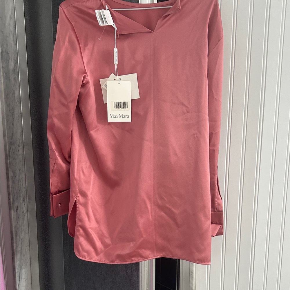 NWT MaxMara Classic Pink Silk Blouse - Picture 9 of 9